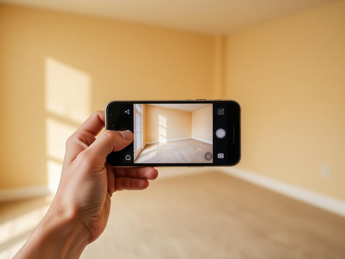 Filming a property walkthrough on a phone